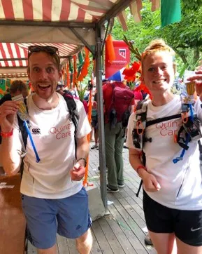 Ellen and Gerrit during the Nijmegen Four Days Marches